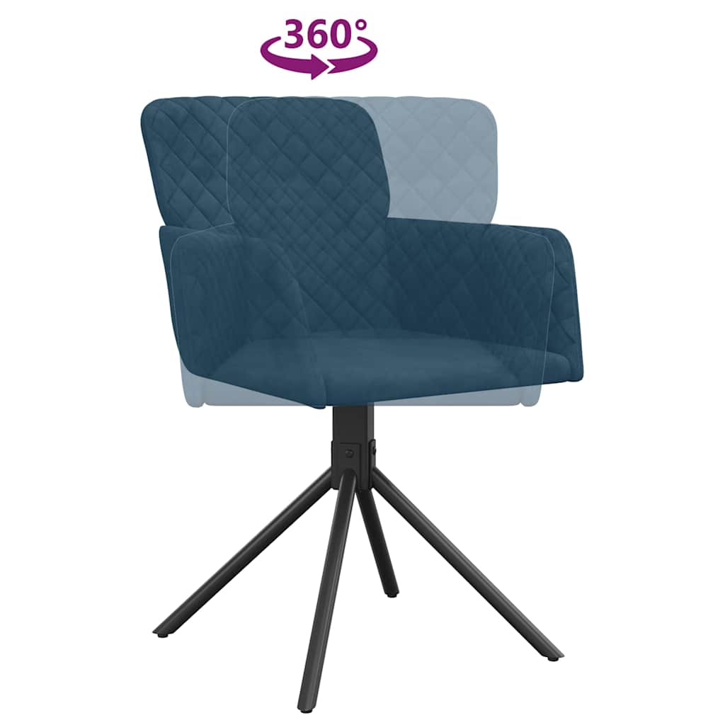Esszimmerstühle 2 Stk. Drehbar Blau Samt