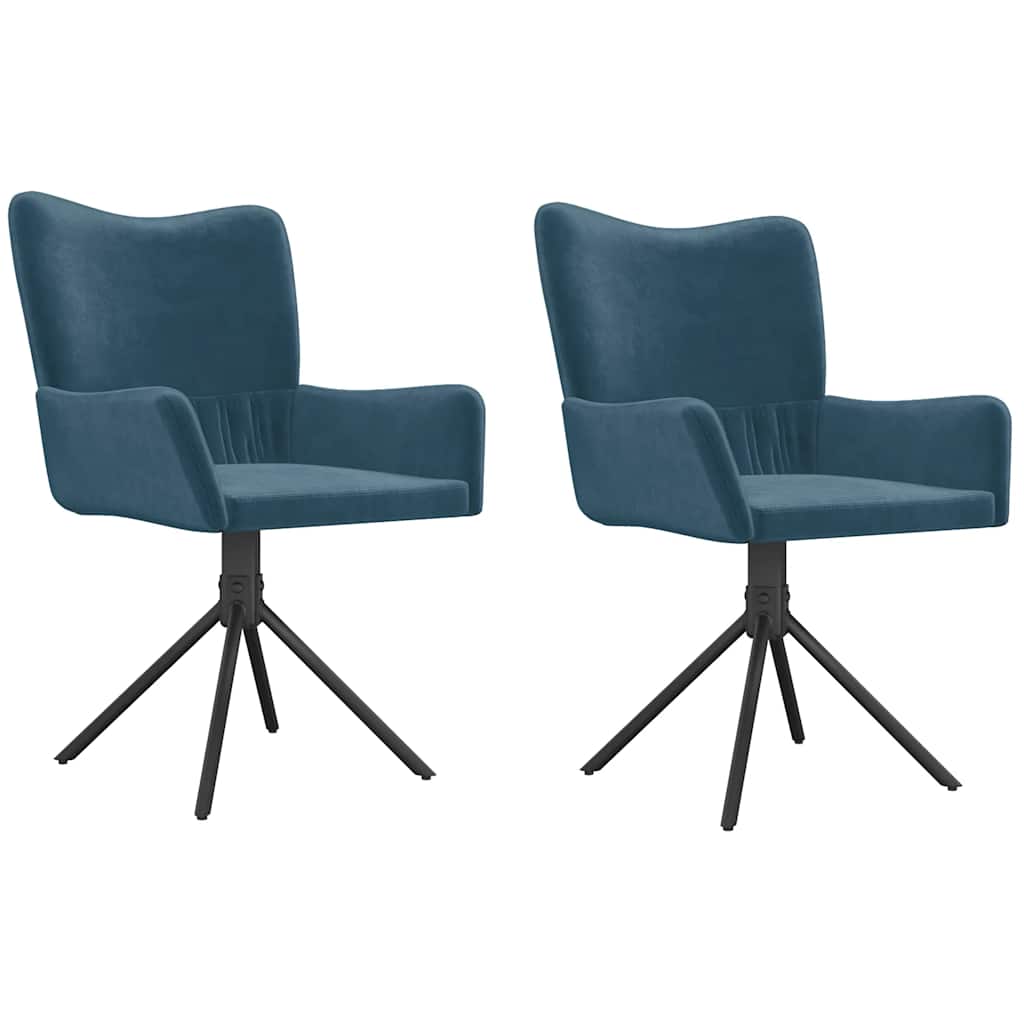 Esszimmerstühle 2 Stk. Drehbar Blau Samt