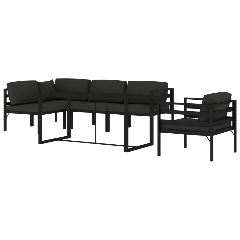 6-tlg. Garten-Lounge-Set mit Kissen Aluminium Anthrazit