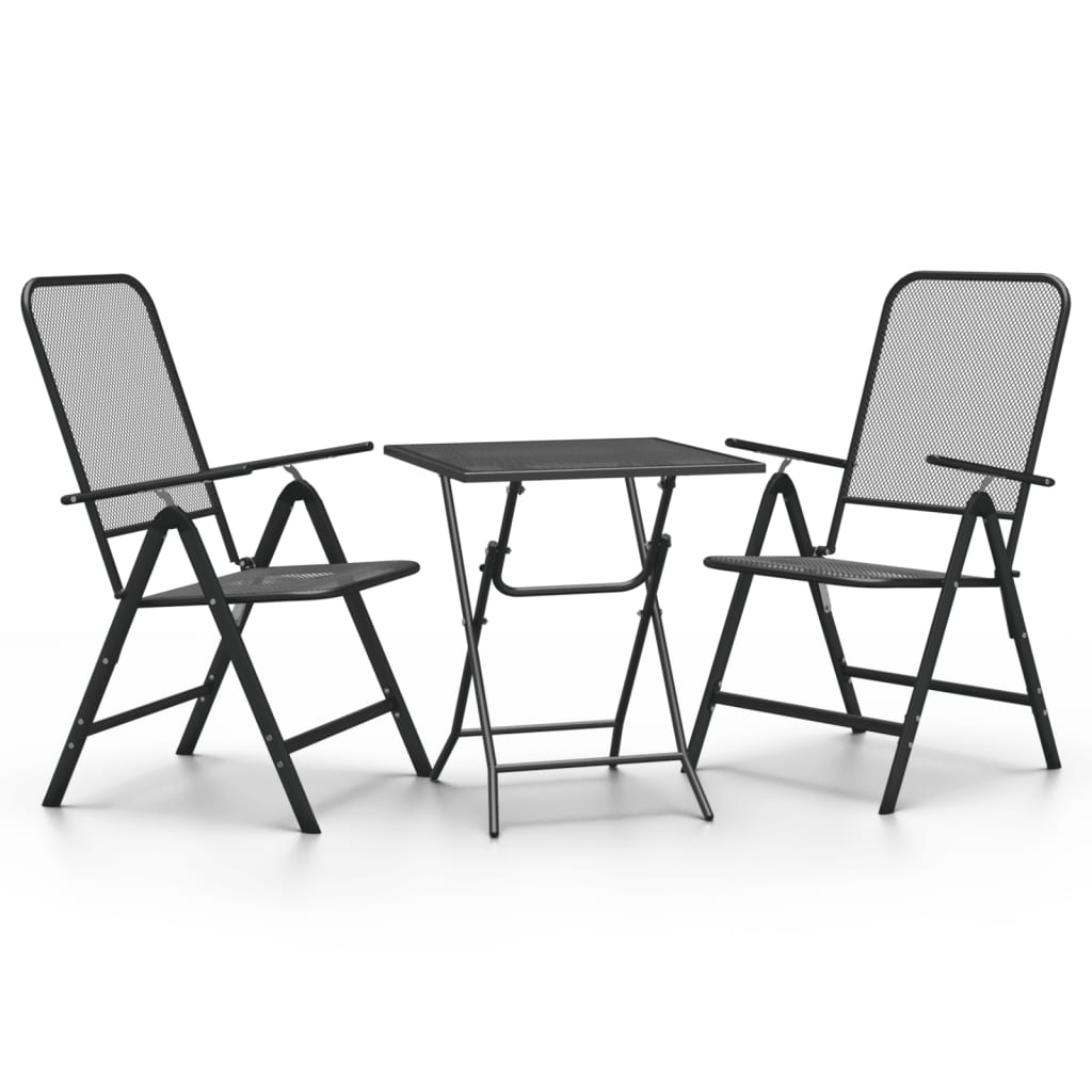 3-tlg. Garten-Essgruppe Streckmetall Anthrazit
