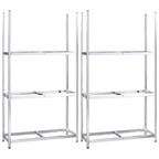 Reifenregale mit 3 Böden 2 Stk. Silbern 110x40x200 cm Stahl