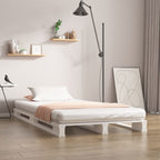 Palettenbett Weiß 90x200 cm Massivholz Kiefer