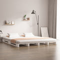 Palettenbett Weiß 135x190 cm Massivholz Kiefer