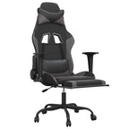 Gaming-Stuhl mit Massage & Fußstütze Schwarz & Grau Kunstleder