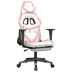 Gaming-Stuhl mit Massage & Fußstütze Weiß & Rosa Kunstleder