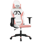 Gaming-Stuhl mit Massagefunktion Weiß und Rosa Kunstleder