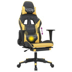 Gaming-Stuhl mit Massage & Fußstütze Schwarz Golden Kunstleder