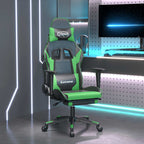 Gaming-Stuhl mit Massage & Fußstütze Schwarz & Grün Kunstleder