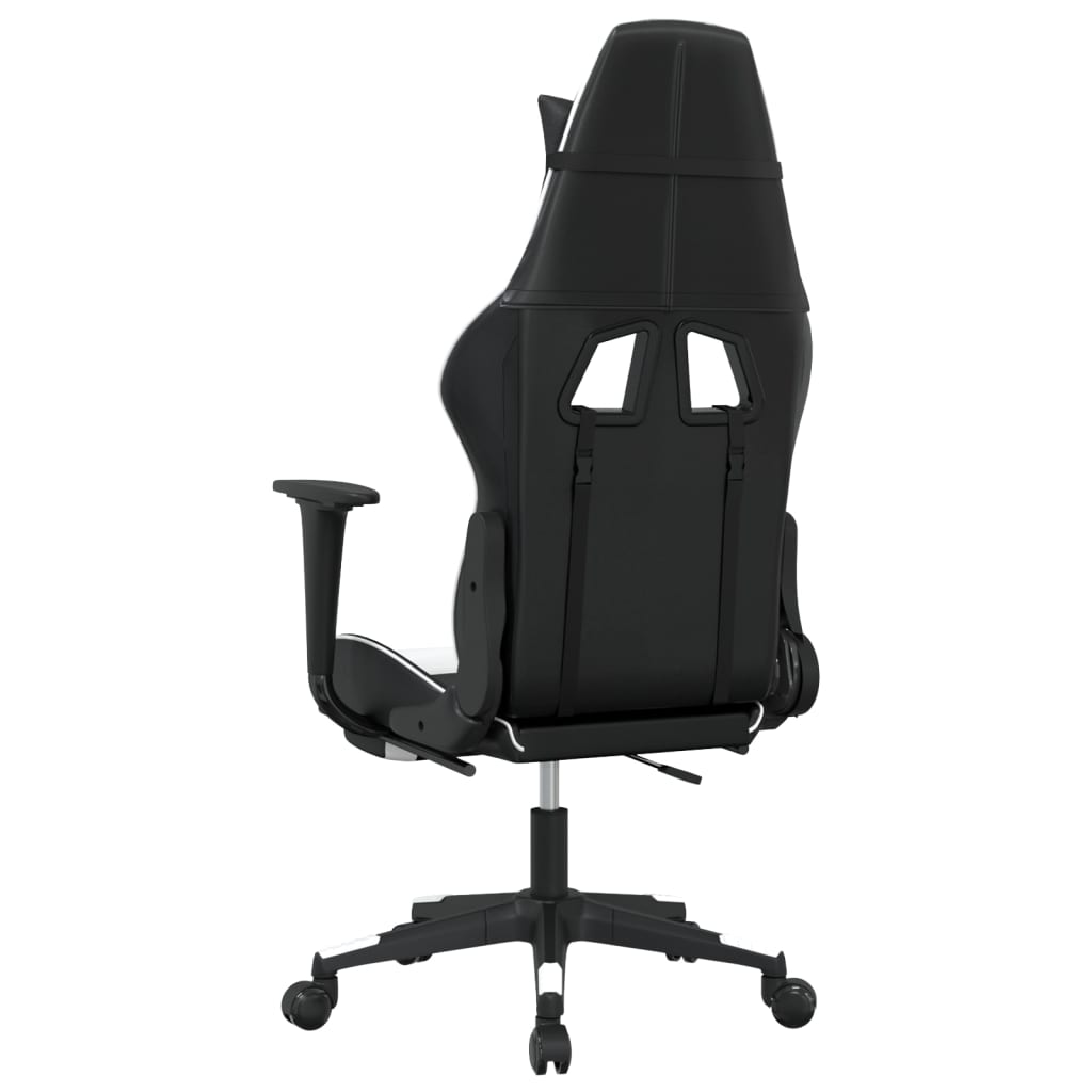 Gaming-Stuhl mit Massage & Fußstütze Schwarz & Weiß Kunstleder