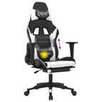 Gaming-Stuhl mit Massage & Fußstütze Schwarz & Weiß Kunstleder