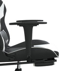 Gaming-Stuhl mit Massage & Fußstütze Schwarz & Weiß Kunstleder