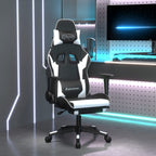 Gaming-Stuhl mit Massage & Fußstütze Schwarz & Weiß Kunstleder