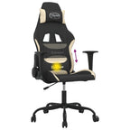 Gaming-Stuhl mit Massagefunktion Schwarz und Creme Stoff