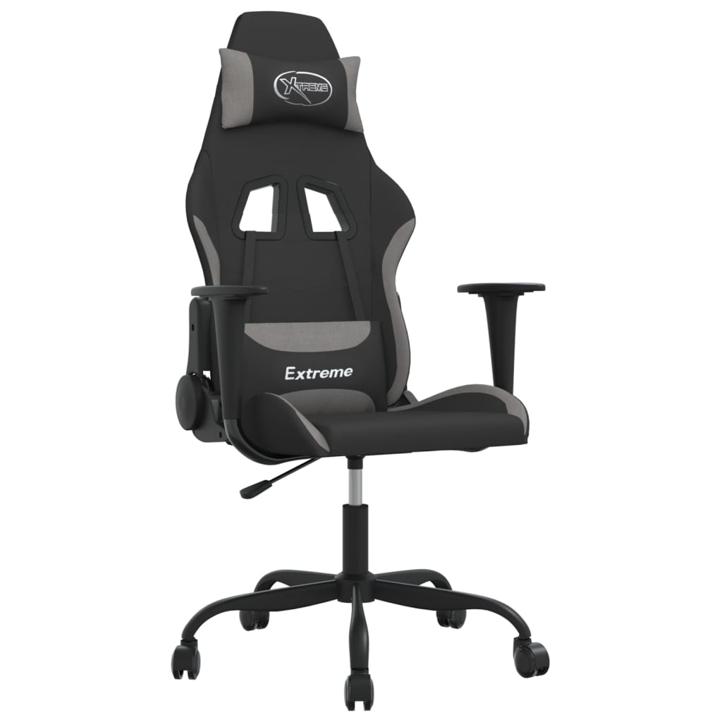 Gaming-Stuhl mit Massagefunktion Schwarz und Hellgrau Stoff