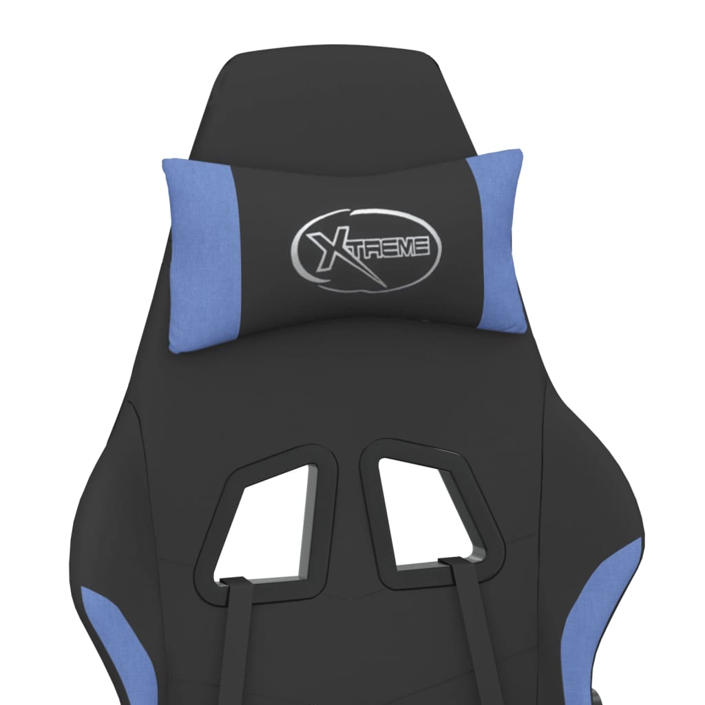 Gaming-Stuhl mit Massagefunktion Schwarz und Blau Stoff