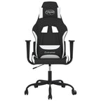 Gaming-Stuhl mit Massagefunktion Schwarz und Weiß Stoff