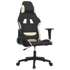 Gaming-Stuhl mit Massagefunktion Schwarz und Creme Stoff
