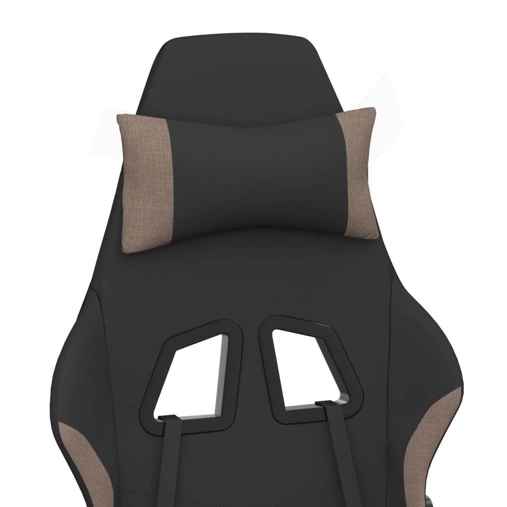 Gaming-Stuhl mit Massage & Fußstütze Schwarz und Taupe Stoff