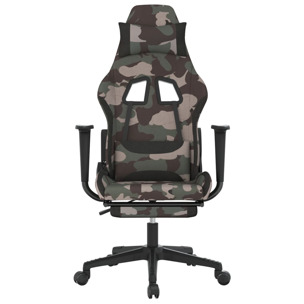 Gaming-Stuhl mit Massage & Fußstütze Schwarz Camouflage Stoff