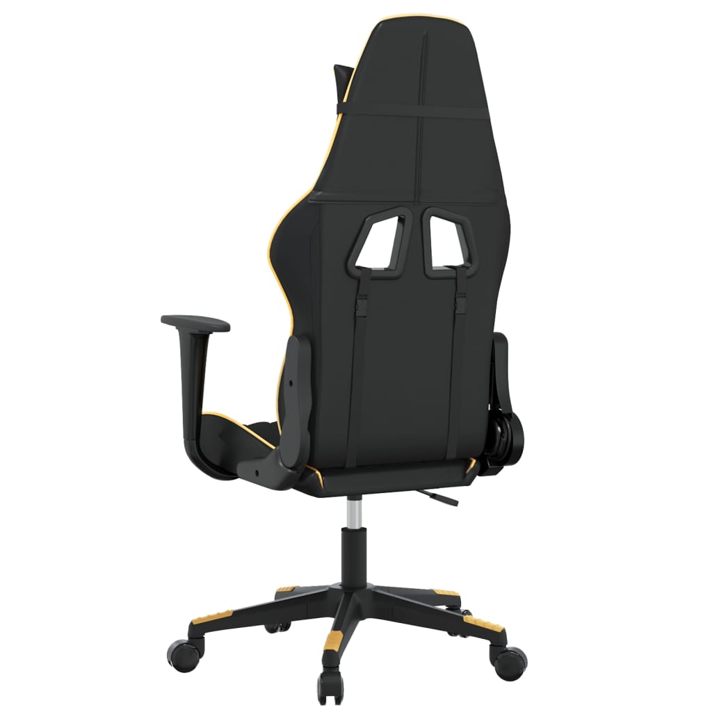 Gaming-Stuhl mit Massagefunktion Schwarz & Golden Kunstleder