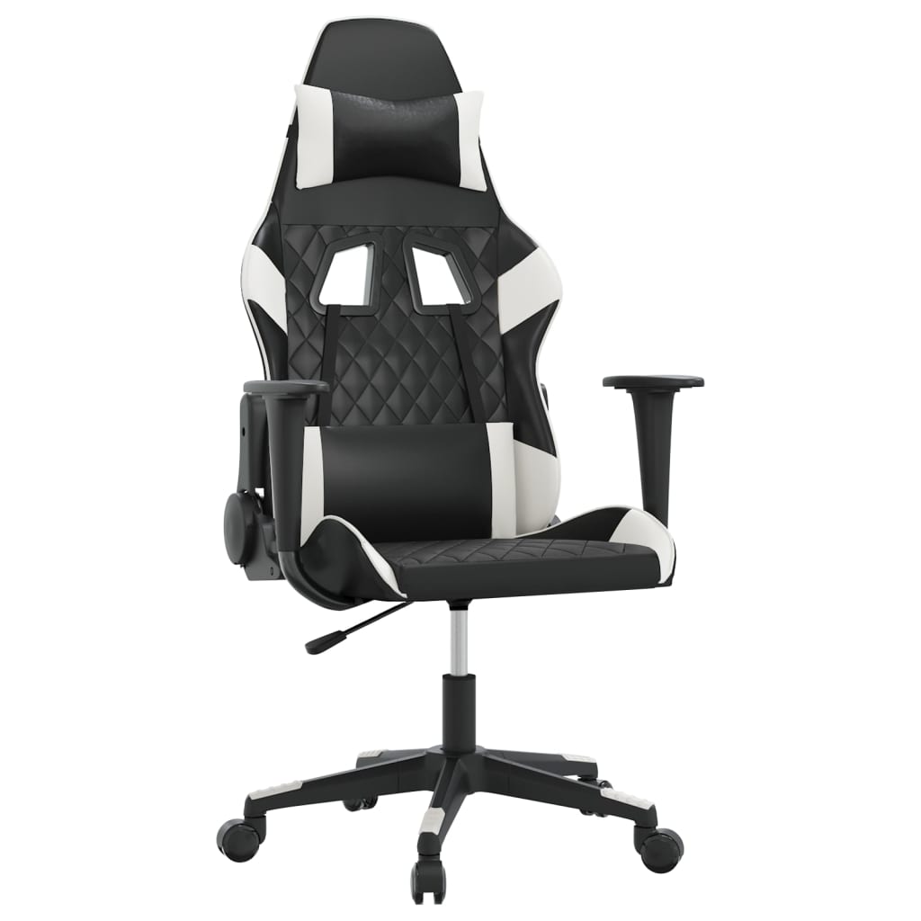 Gaming-Stuhl mit Massagefunktion Schwarz und Weiß Kunstleder