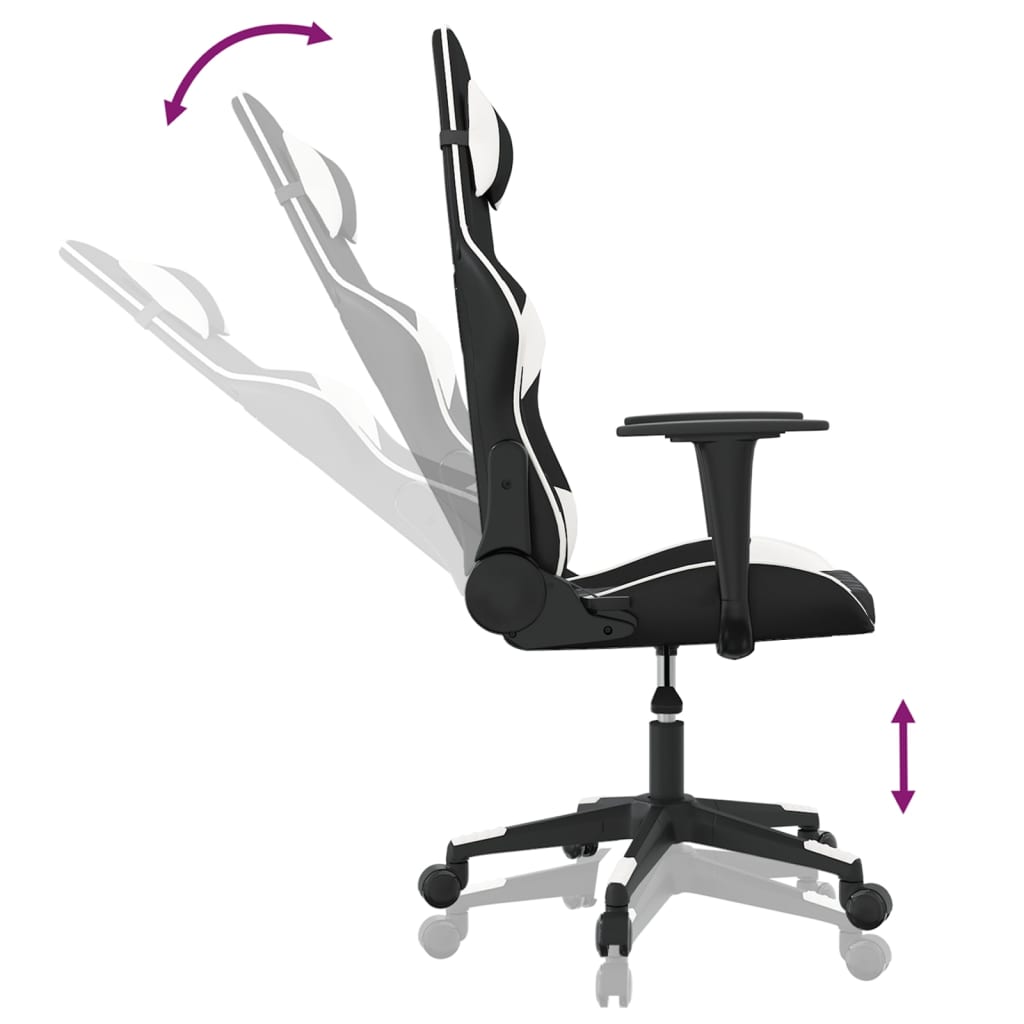 Gaming-Stuhl mit Massagefunktion Schwarz und Weiß Kunstleder