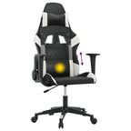 Gaming-Stuhl mit Massagefunktion Schwarz und Weiß Kunstleder