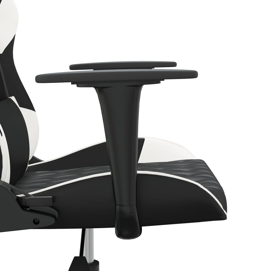 Gaming-Stuhl mit Massagefunktion Schwarz und Weiß Kunstleder