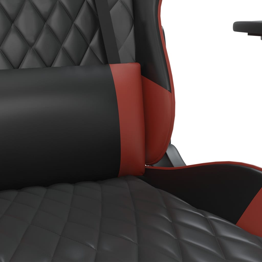 Gaming-Stuhl mit Massagefunktion Schwarz und Weinrot Kunstleder