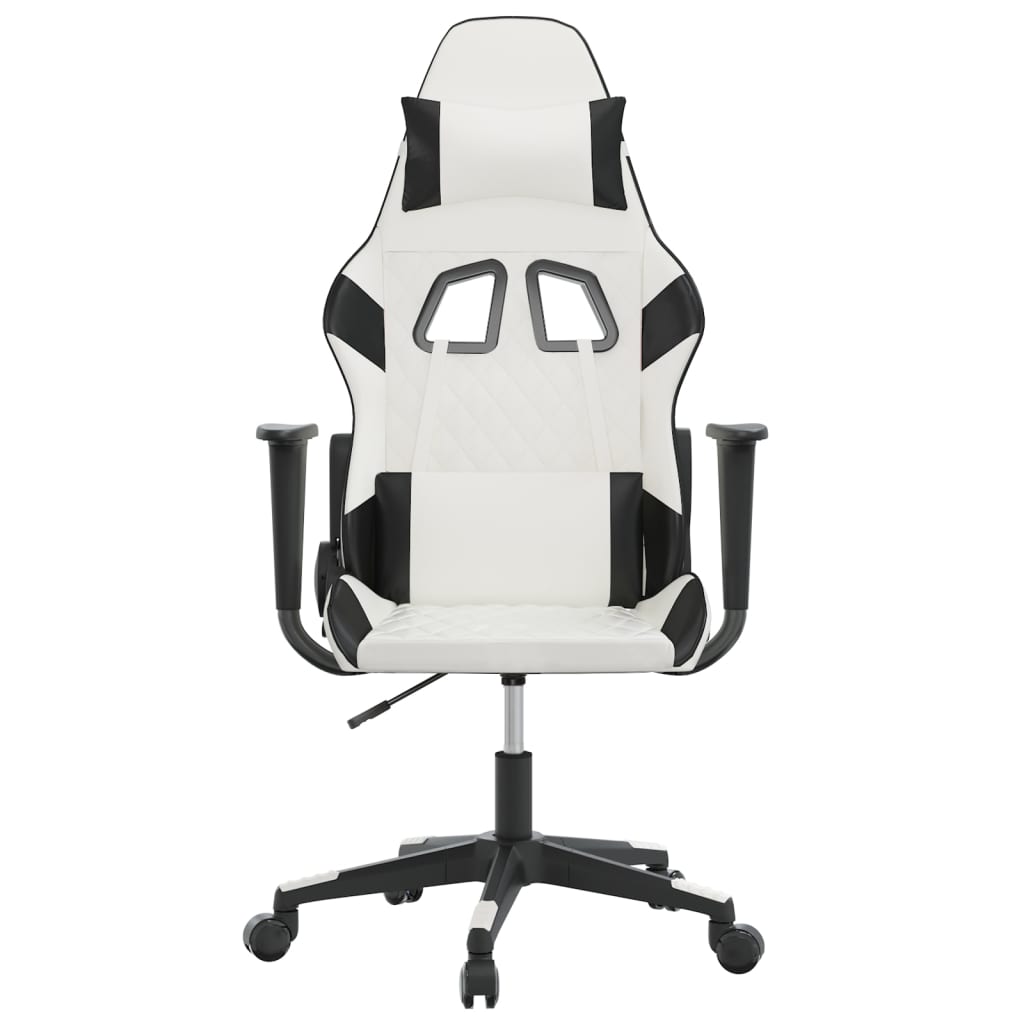 Gaming-Stuhl mit Massagefunktion Weiß und Schwarz Kunstleder