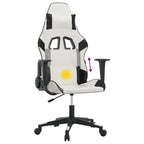 Gaming-Stuhl mit Massagefunktion Weiß und Schwarz Kunstleder