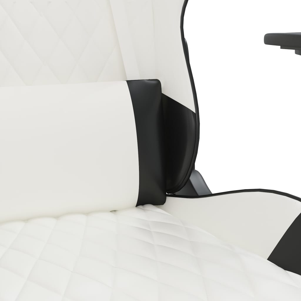 Gaming-Stuhl mit Massagefunktion Weiß und Schwarz Kunstleder