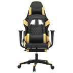 Gaming-Stuhl mit Massage & Fußstütze Schwarz Golden Kunstleder