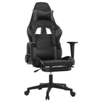 Gaming-Stuhl mit Massage & Fußstütze Schwarz & Grau Kunstleder