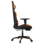 Gaming-Stuhl mit Massage & Fußstütze Schwarz Orange Kunstleder