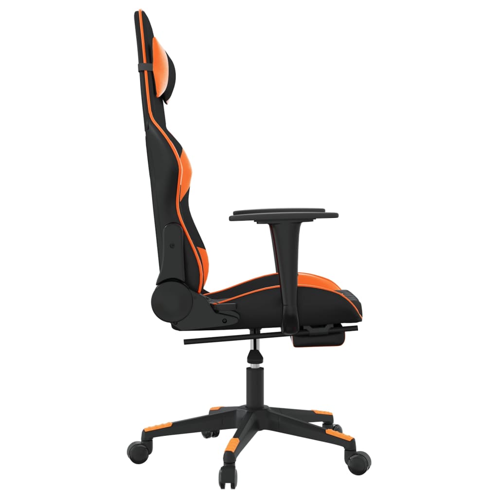 Gaming-Stuhl mit Massage & Fußstütze Schwarz Orange Kunstleder