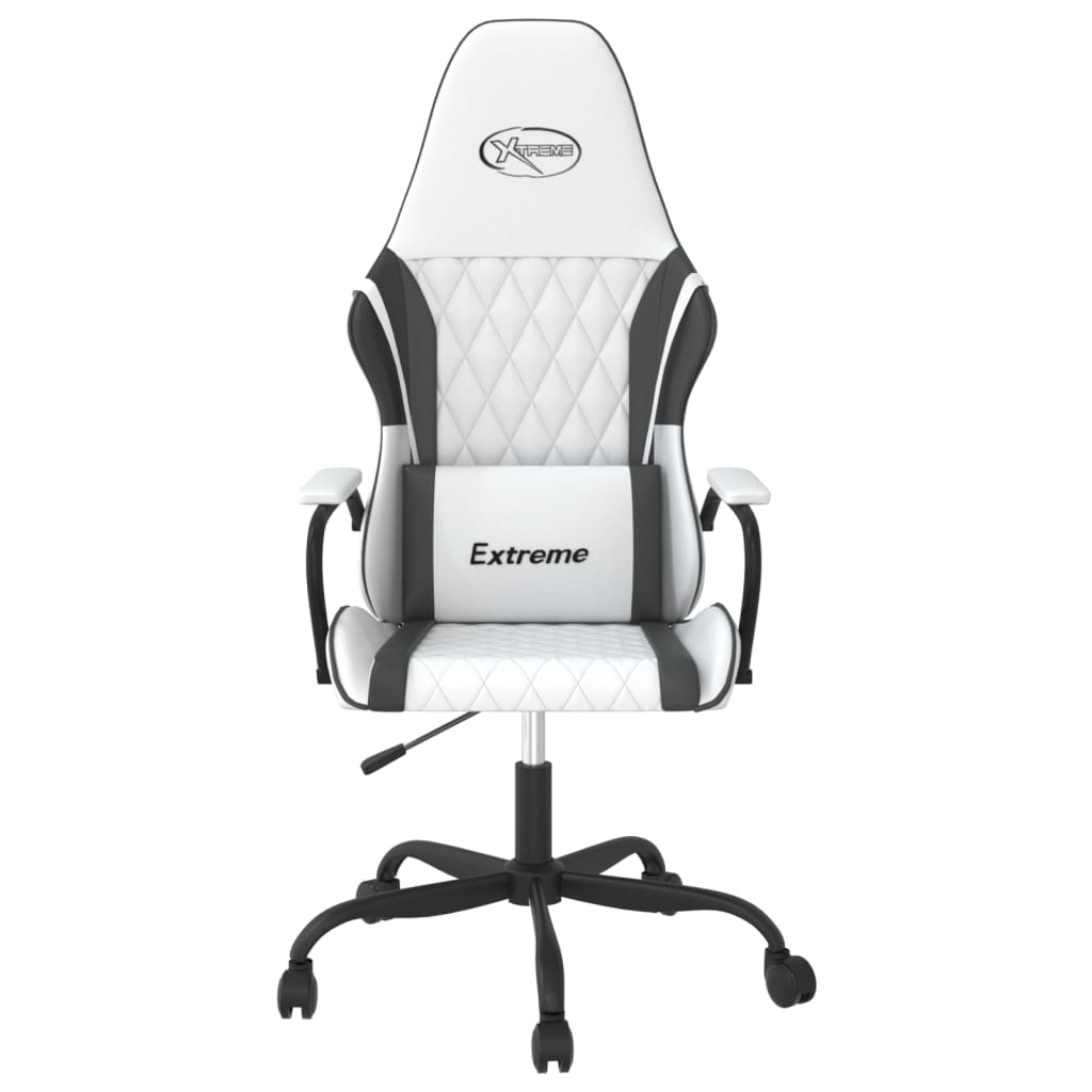 Gaming-Stuhl mit Massagefunktion Weiß und Schwarz Kunstleder
