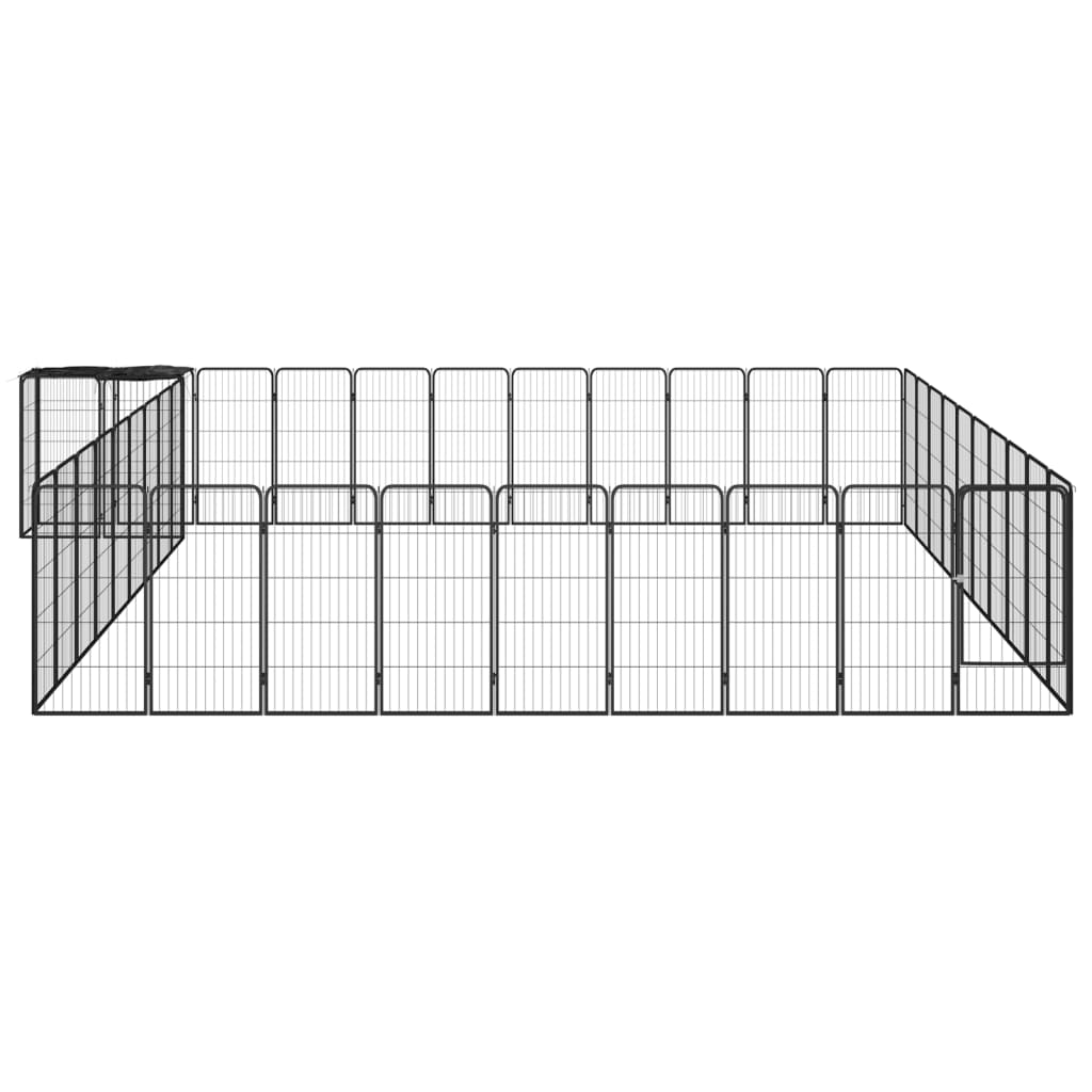 42-tlg. Hundelaufstall Schwarz 50x100cm Stahl Pulverbeschichtet