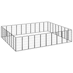 36-tlg. Hundelaufstall Schwarz 50x100cm Stahl Pulverbeschichtet