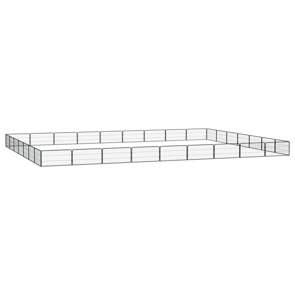 32-tlg. Hundelaufstall Schwarz 100x50cm Stahl Pulverbeschichtet