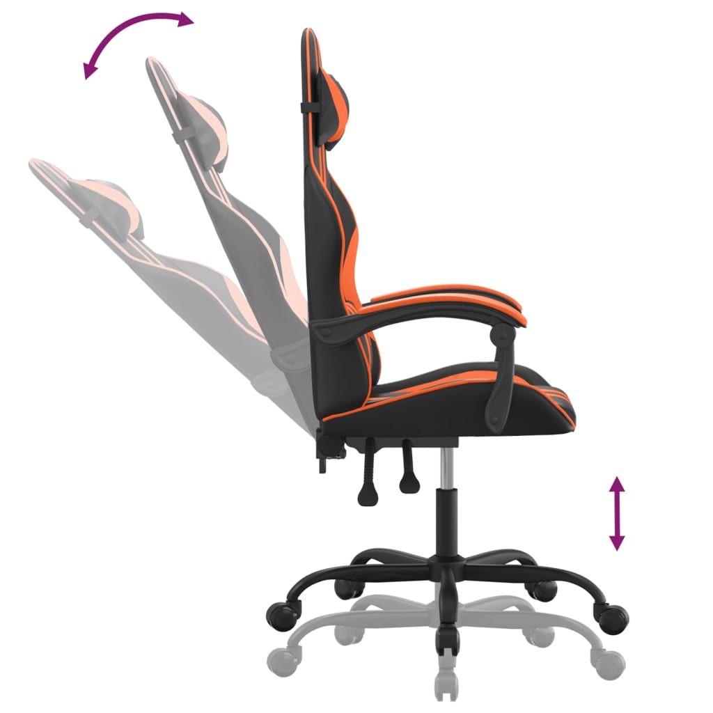 Gaming-Stuhl Drehbar Schwarz und Orange Kunstleder