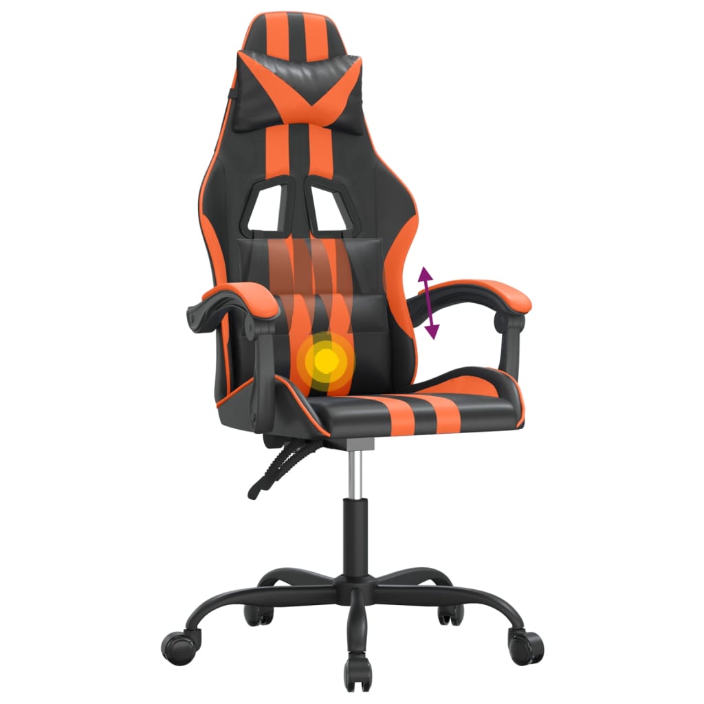 Gaming-Stuhl Drehbar Schwarz und Orange Kunstleder