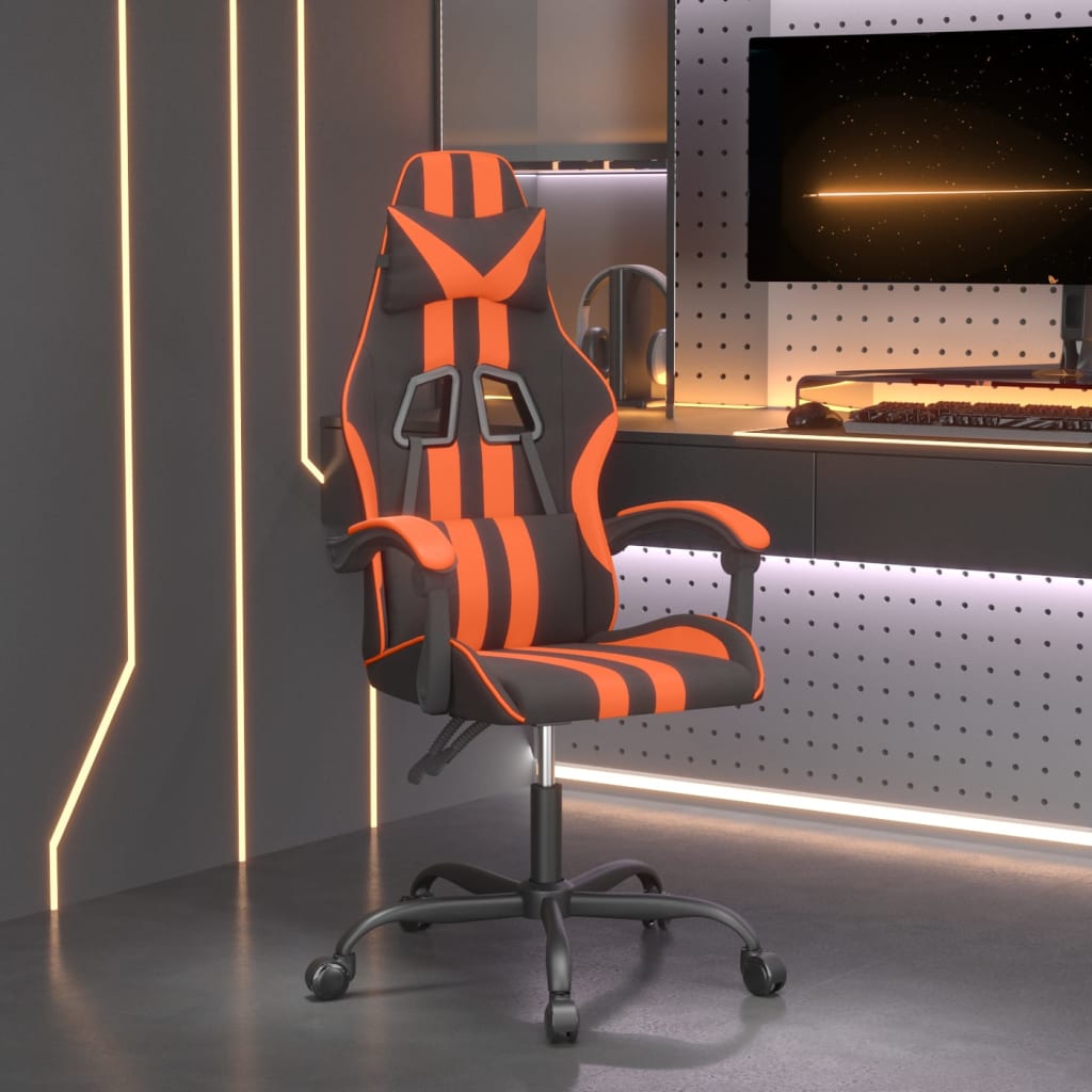 Gaming-Stuhl Drehbar Schwarz und Orange Kunstleder