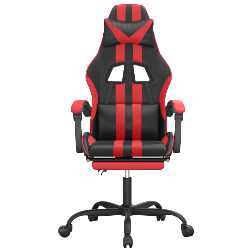 Gaming-Stuhl mit Fußstütze Drehbar Schwarz & Rot Kunstleder