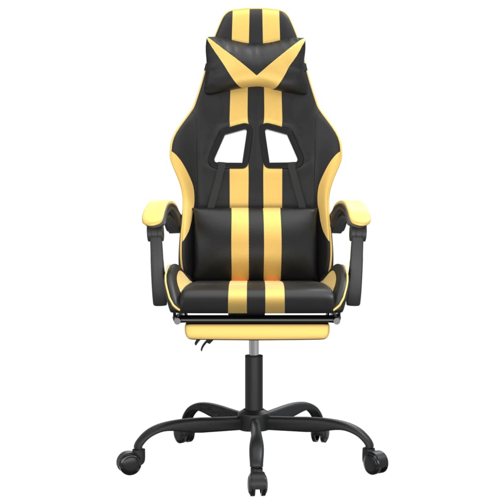 Gaming-Stuhl mit Fußstütze Drehbar Schwarz & Golden Kunstleder