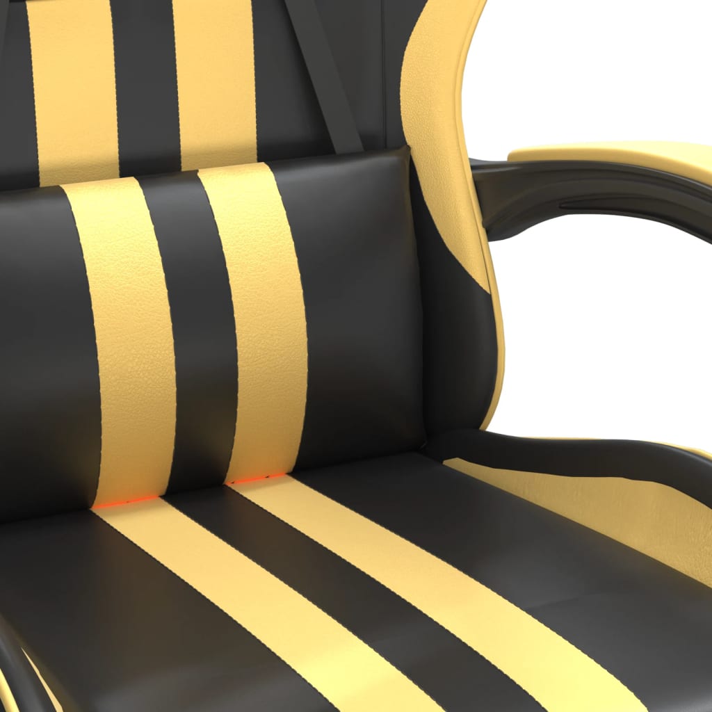 Gaming-Stuhl mit Fußstütze Drehbar Schwarz & Golden Kunstleder