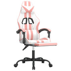 Gaming-Stuhl mit Fußstütze Drehbar Weiß & Rosa Kunstleder