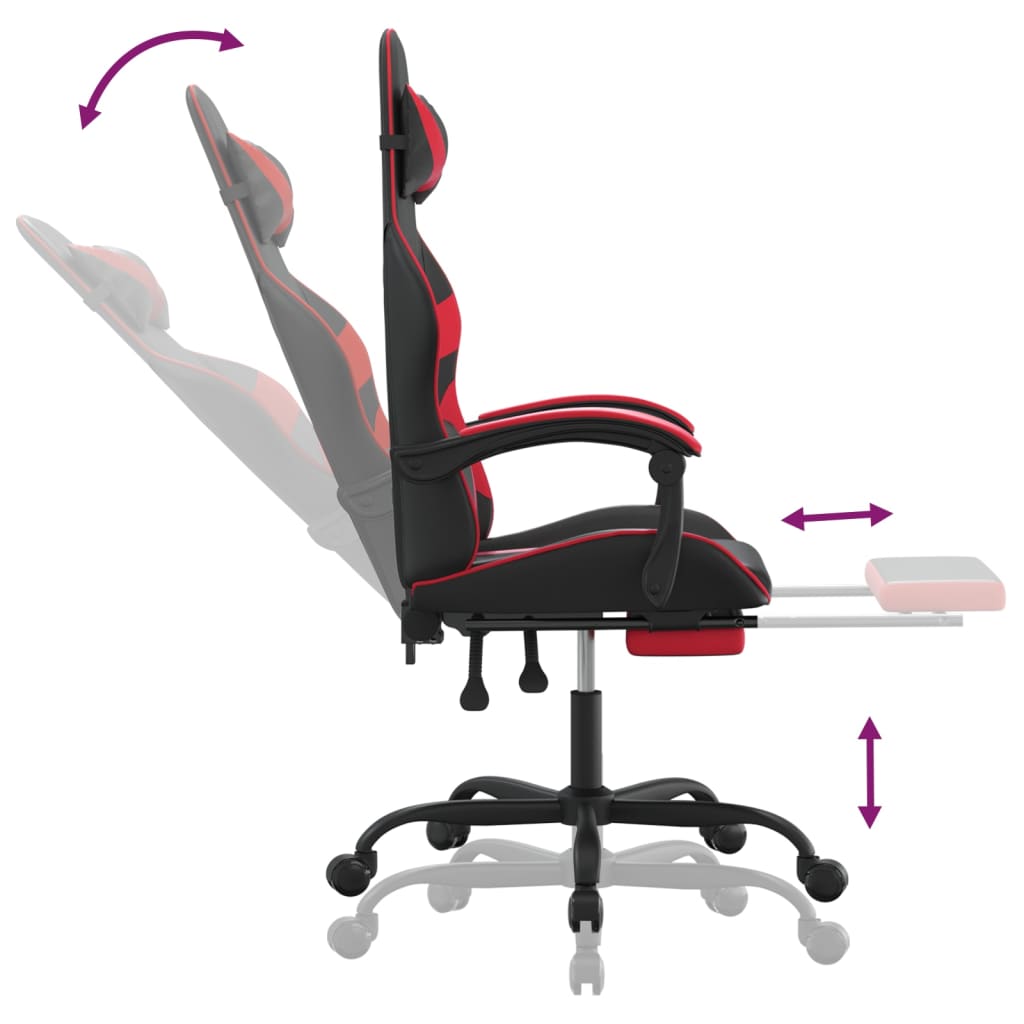 Gaming-Stuhl mit Fußstütze Drehbar Schwarz & Rot Kunstleder