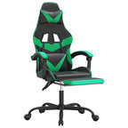 Gaming-Stuhl mit Fußstütze Drehbar Schwarz & Grün Kunstleder