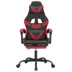 Gaming-Stuhl mit Fußstütze Drehbar Schwarz & Weinrot Kunstleder